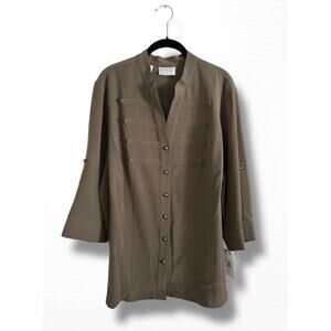 NWT Kathy Che Stretch Military-Inspired Blouse, Size 18-20W